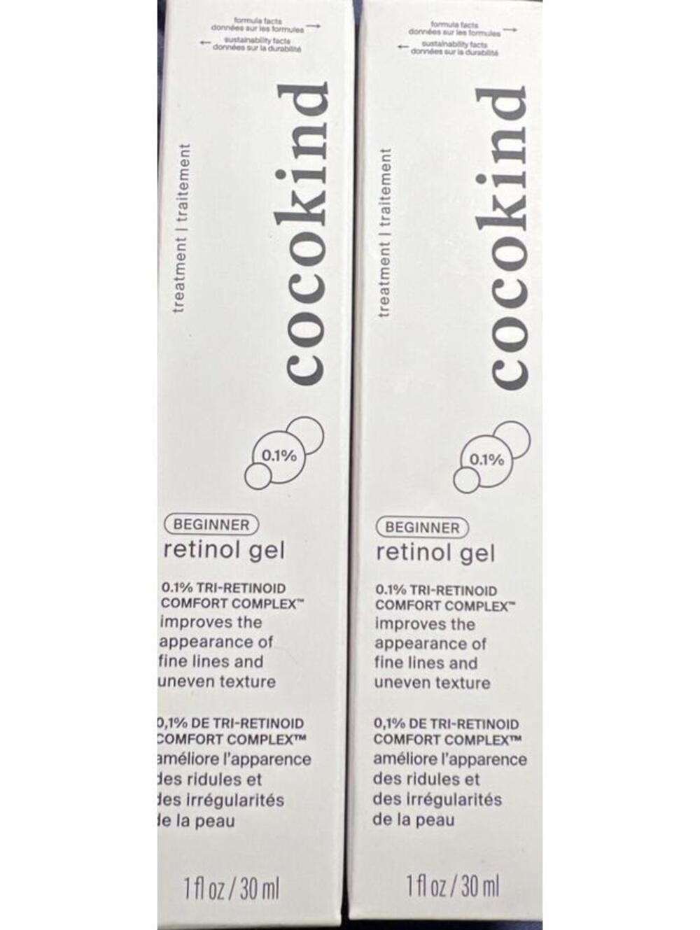 2 Pack Cocokind Beginner Retinol Gel Confort Complex  1 fl oz/30ml Each Vegan
